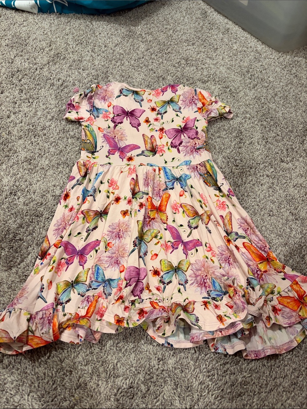 VGUC Posh Peanut Watercolor Butterfly Shirt Sleeve Ruffled Twirl Dress 5t/6t - Picture 6 of 6